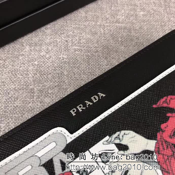 PRADA普拉達 2018最新漫畫印象系列 專櫃最新款 男士單拉鏈錢包 2ML317 DD1077